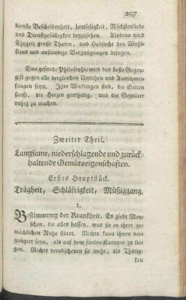 Erstes Hauptstück. Trägheit, Schläfrigkeit, Müßiggang.
