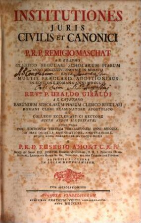 Institutiones Juris Civilis Et Canonici