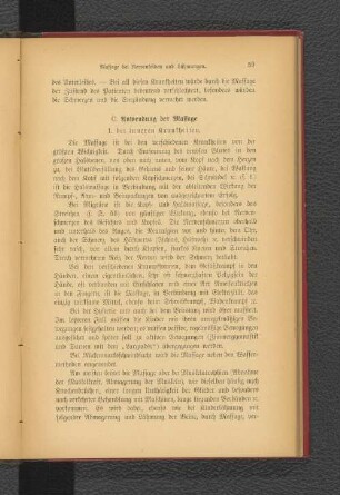 C. Anwendung der Massage.
