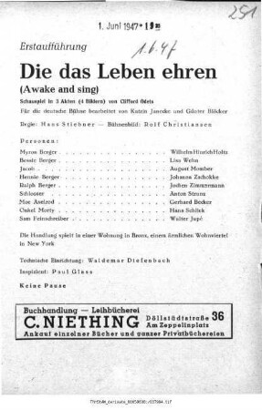 Die das Leben ehren (Awake and sing)