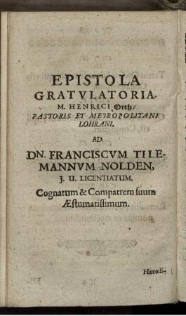 Epistola Gratulatoria