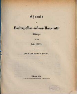 Chronik. 1873/74