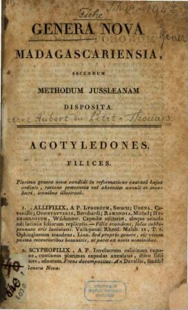 Genera nova Madagascariensia secundum methodum Iussiaenam disposita