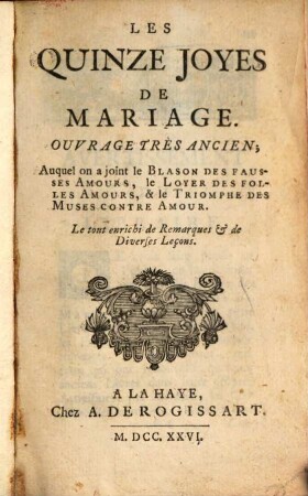 Les quinze joyes de mariage