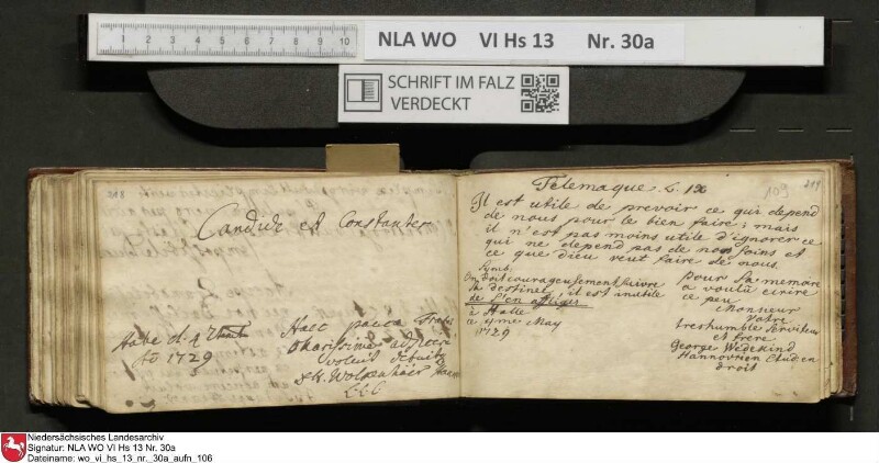 Stammbuch des U. J. Schrader aus Hannover