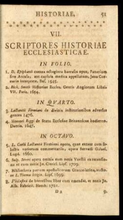 VII. Scriptores Historiae Ecclesiasticae