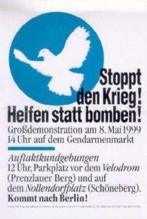Flugblatt des DGB mit einem Aufruf zu einer Demonstration gegen den Kosovo-Krieg