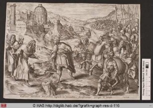 Episcopus introducit Alexandrum magnum in Jerusalem, sacrifisciumque in templo.