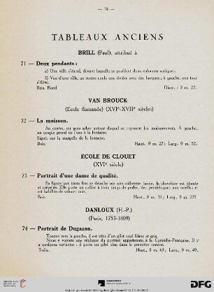 Tableaux anciens (Nr. 71-95)