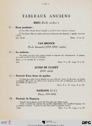 Tableaux anciens (Nr. 71-95)