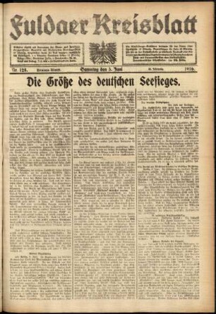 Erste Ausgabe vom Samstag, den 03. Juni 1916.