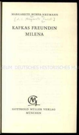 Biografie über die tschechische Journalistin und Freundin Franz Kafkas Milena Jesenská