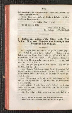 Auserlesene pädagogische Sätze, weise Aussprüche, Maximen, Ansichten und Sentenzen über Erziehung und Bildung : (Fortsetzung)