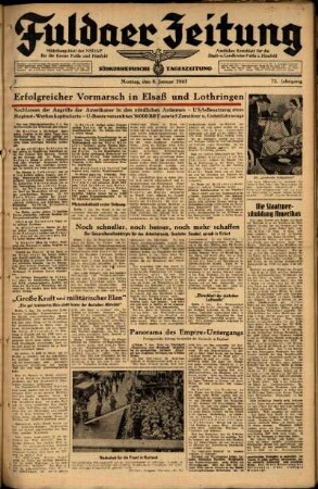 Ausgabe vom Montag, den 08. Januar 1945.