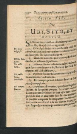 Sectio XIV. De Ubi, Situ, Et Habitu.