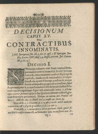 Decisionum Caput XV. De Contractibus Innominatis.