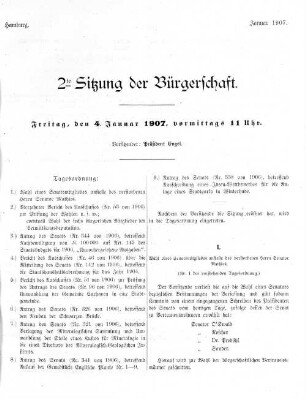 2te Sitzung der Bürgerschaft.