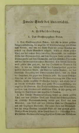 Zweite Stufe des Unterrichts. A. Erdbeschreibung