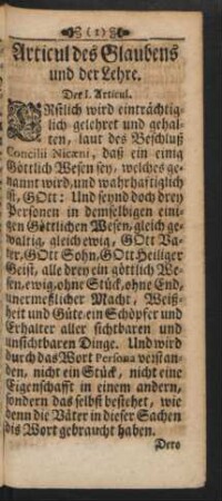 Articul des Glaubens und der Lehre