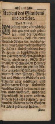 Articul des Glaubens und der Lehre