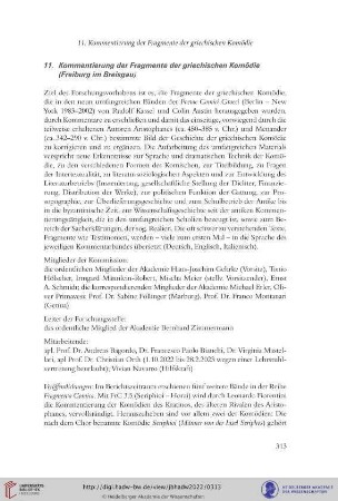 11. Kommentierung der Fragmente der griechischen Komödie (Freiburg im Breisgau)