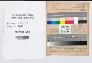 Entnazifizierung Karl Huintjes , geb. 19.04.1888 (Verw.Sekretaer)