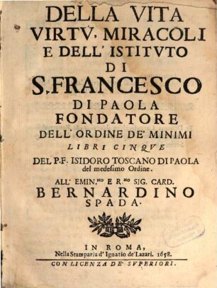 Della vita ... di S. Francesco di Paolo