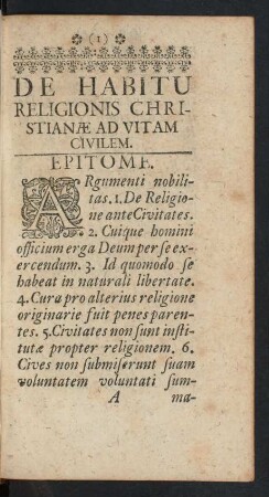 De Habitus Religionis Christianae Ad Vitam Civilem.