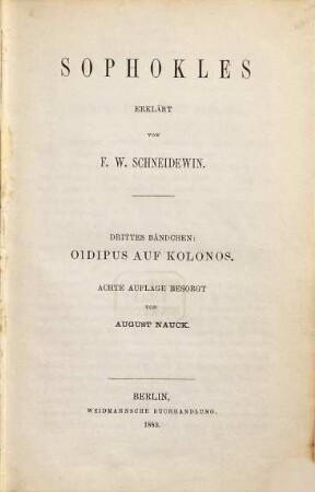 Sophokles, 3. Oidipus auf Kolonos