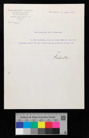 Schreiben an Vissering von Siebert von der Kameradschaftlichen Vereinigung des NDL