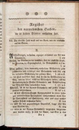 Register der vornehmsten Sachen, die in beiden Bänden enthalten sind.