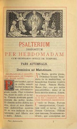 Breviarium Romanum ex decreto Ss. Concilii Tridentini restitutum S. Pii V. Pontificis Maximi jussu editum Clementis VIII. Urbani VIII. et Leonis XIII. auctoritate recognitum, P.autumnalis