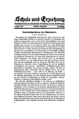 Sparmaßnahmen im Schulwesen