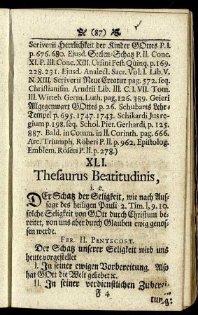 XLI. Thesaurus Beatitudinis. - L. Paradoxa Evangelica.