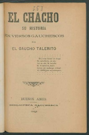 El Chacho : su historia en versos gauchescos