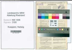 Entnazifizierung Hedwig Kueppers , geb. 30.12.1895 (Putzhilfe)