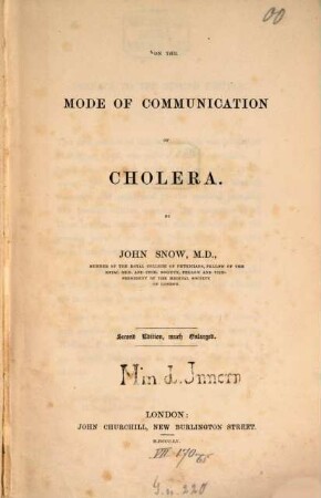On the mode of communication of cholera
