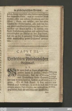 Caput III. Vom Verderbten Philosophischen Geschmack.