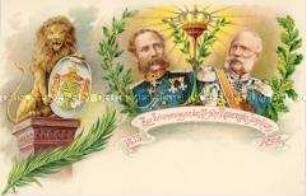 Postkarte zum 25jährigen Regierungsjubiläum König Alberts von Sachsen