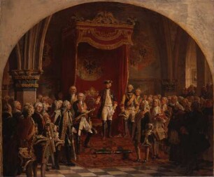 Die schlesischen Stände huldigen Friedrich dem Großen in Breslau 1741 - Entwurfskizze zum Wandgemälde in der Herrscherhalle des Zeughauses
