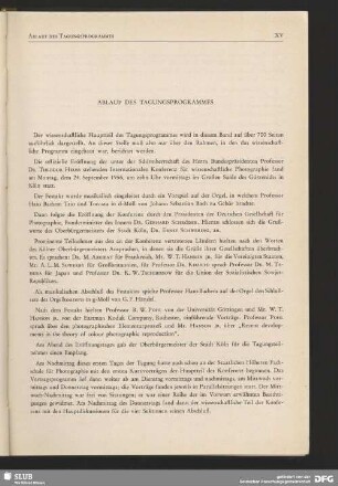 Ablauf des Tagungsprogrammes