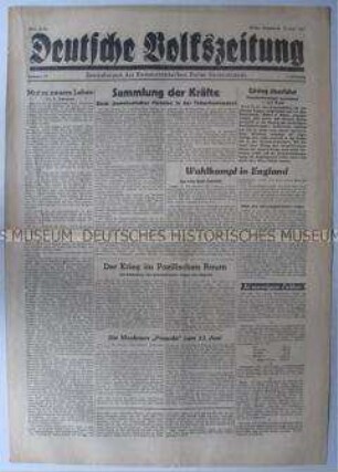 Tageszeitung der KPD "Deutsche Volkszeitung" u.a. über die Reform des Schulwesens und die Neubildung der Gewerkschaften in Berlin