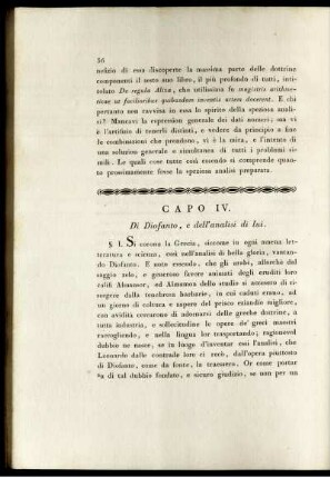 Capo IV. Di Diofanto, e dell' analisi di lui.