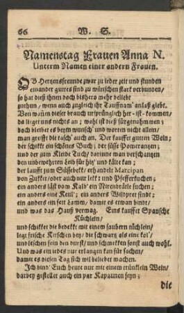 Namenstag Frauen Anna N. Unterm Namen einer andern Frauen