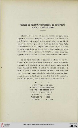 28: Notizie di recenti trovamenti di antichità in Roma e nel suburbio, [2]
