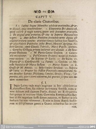 Caput V. De claris Oratoribus