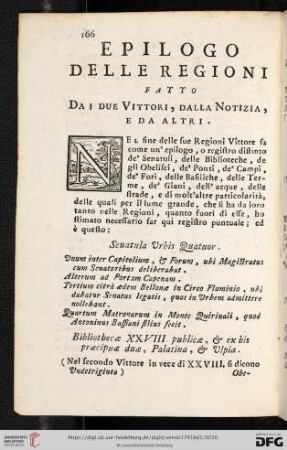 Epilogo delle regioni