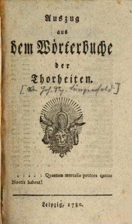 Auszug aus dem Wörterbuche der Thorheiten