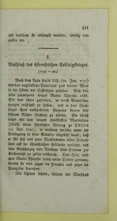 8. Beschluß des oestreichischen Erbfolgekrieges