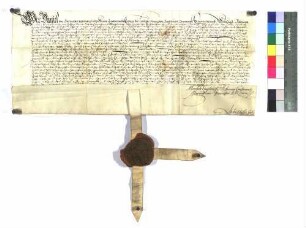 Erzbischof Daniel von Mainz verleiht dem Reinhard von Sachsenheim die Hälfte am Sechzehntel an Bönnigheim zu Lehen
